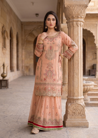 Buy Peach Embroidered Festive Wear Suit Online in Sri Lanka India Australia