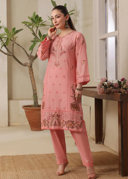 Buy Peach Embroidered Lawn Suit Online in Dubai DXB UAE Abudhabi Meena Bazaar