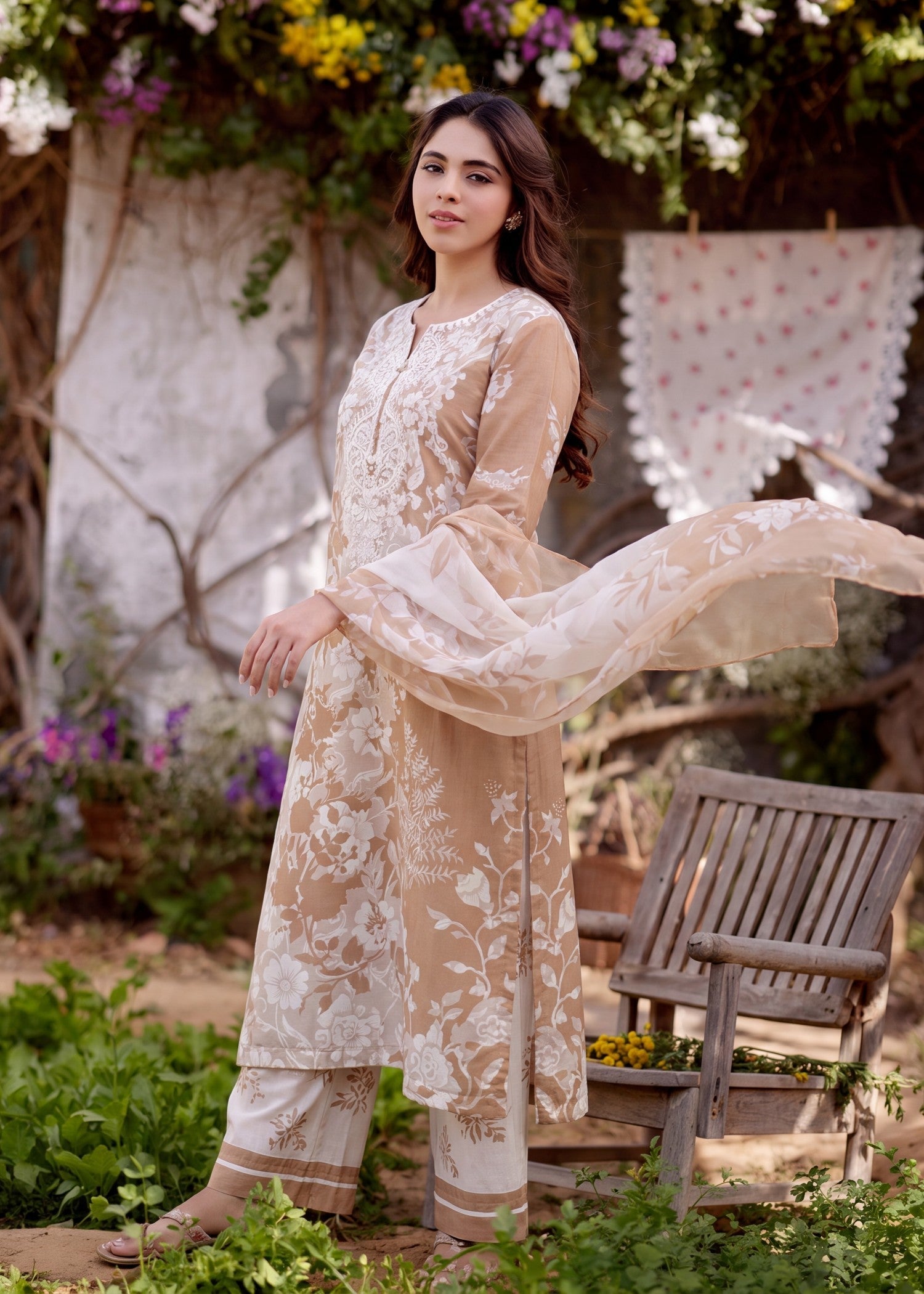 Buy Peach Orange Lawn Dress Material Online in Sri Lanka India Australia