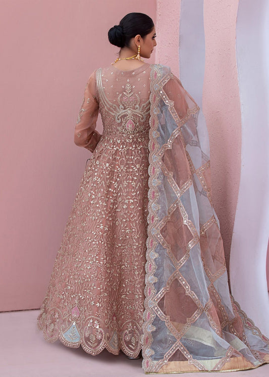 Buy Peach Pink Embroidered Organza 3 Piece Suit Online in Dubai DXB UAE Abudhabi Meena Bazaar