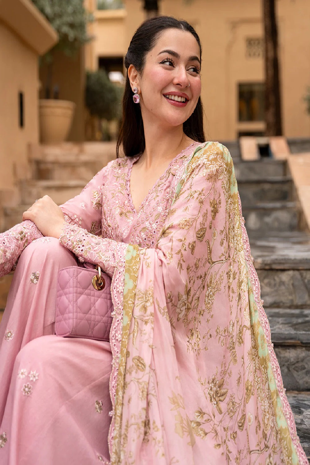 Buy pink Digital Print Lawn Pakistani Suit Online in Dubai DXB UAE Abudhabi Meena Bazaar