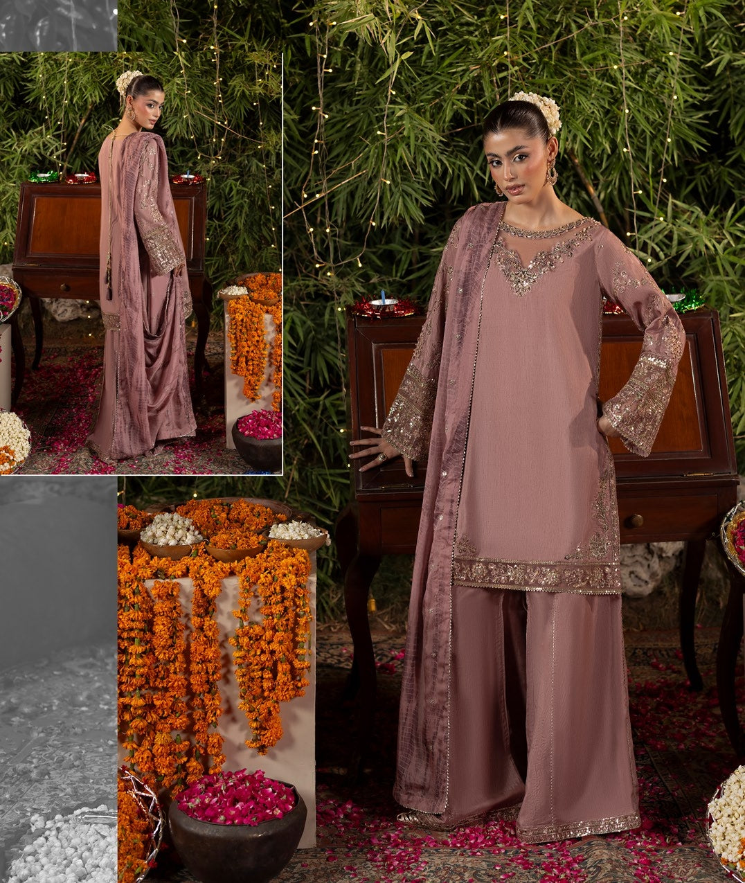 Buy Pink Embroidered Raw Silk Suit Online in Dubai DXB UAE Abudhabi Meena Bazaar