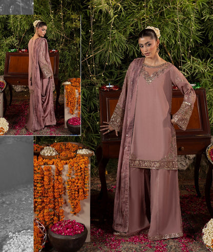 Buy Pink Embroidered Raw Silk Suit Online in Dubai DXB UAE Abudhabi Meena Bazaar