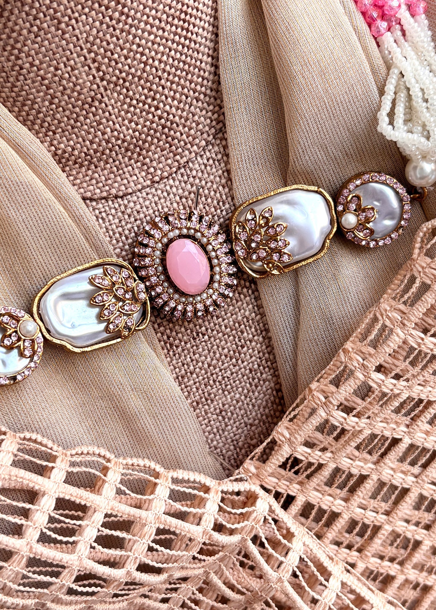 Buy Pink Pearl Choker Necklace Online in KSA Riyadh Saudi Arabia Oman Bahrain Qatar
