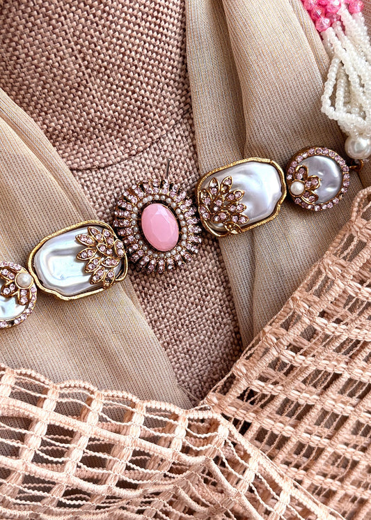 Buy Pink Pearl Choker Necklace Online in KSA Riyadh Saudi Arabia Oman Bahrain Qatar