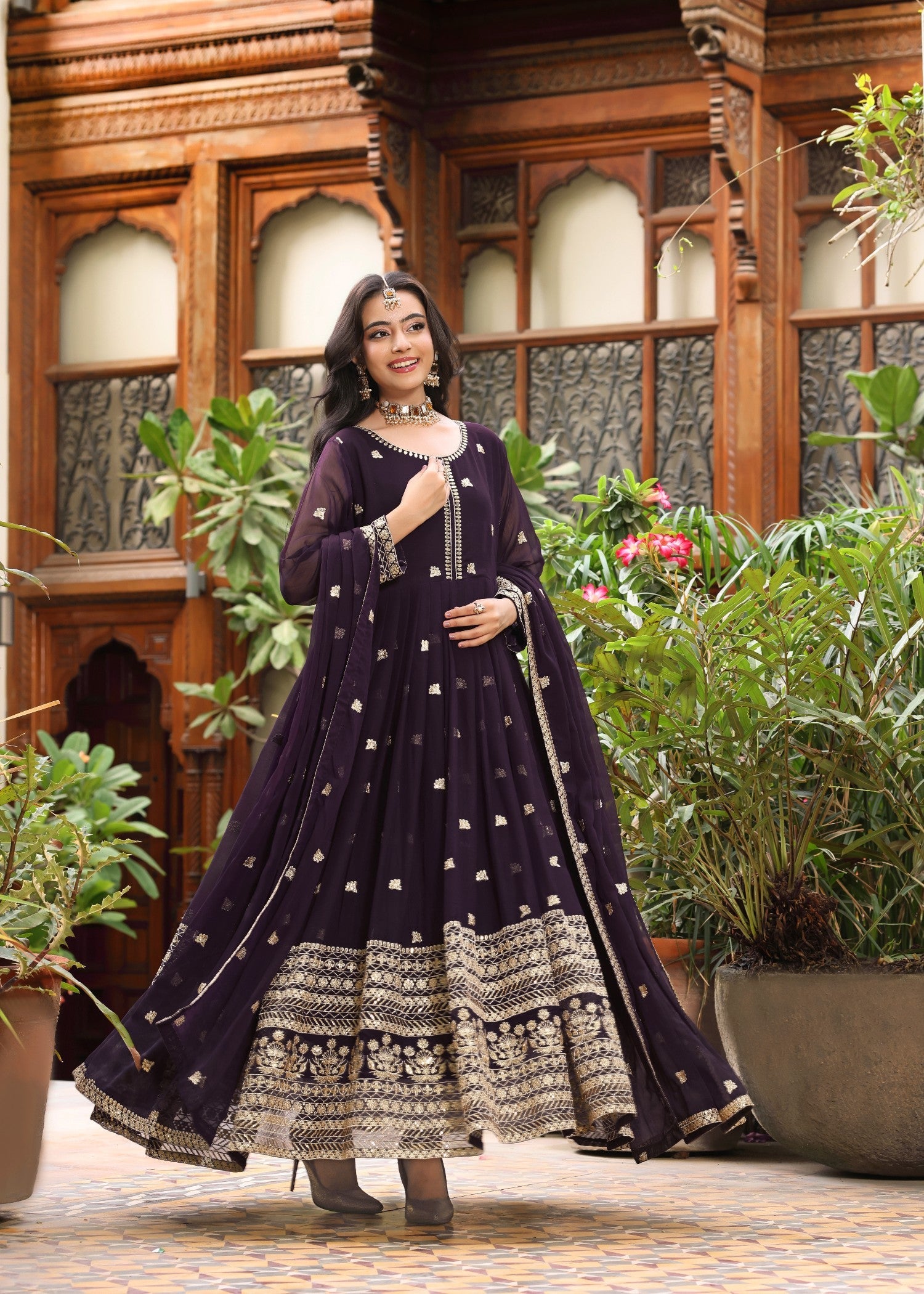 Buy Purple Embellished Chiffon Straight Trouser Suit Online in Dubai DXB UAE Abudhabi Meena Bazaar