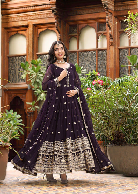 Buy Purple Embellished Chiffon Straight Trouser Suit Online in Dubai DXB UAE Abudhabi Meena Bazaar