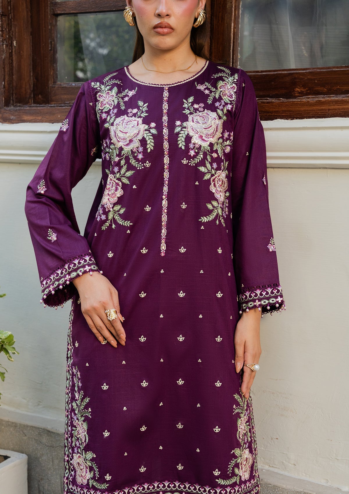 Buy Purple Embroidered Lawn Suit with Chiffon Dupatta Online in Sri Lanka India Australia