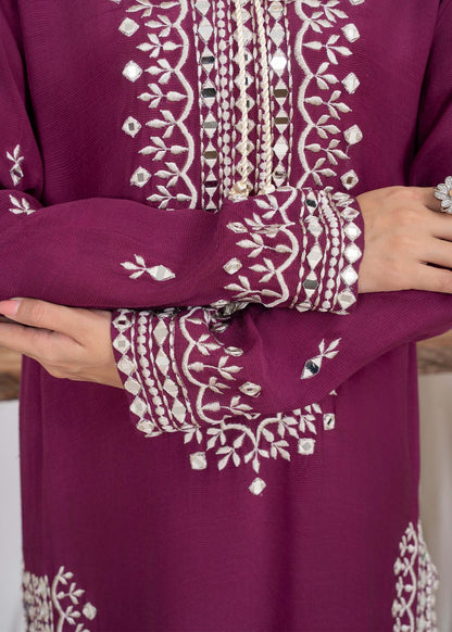 Buy Purple Embroidered Raw Silk Kurta with Dupatta Online in Dubai DXB UAE Abudhabi Meena Bazaar