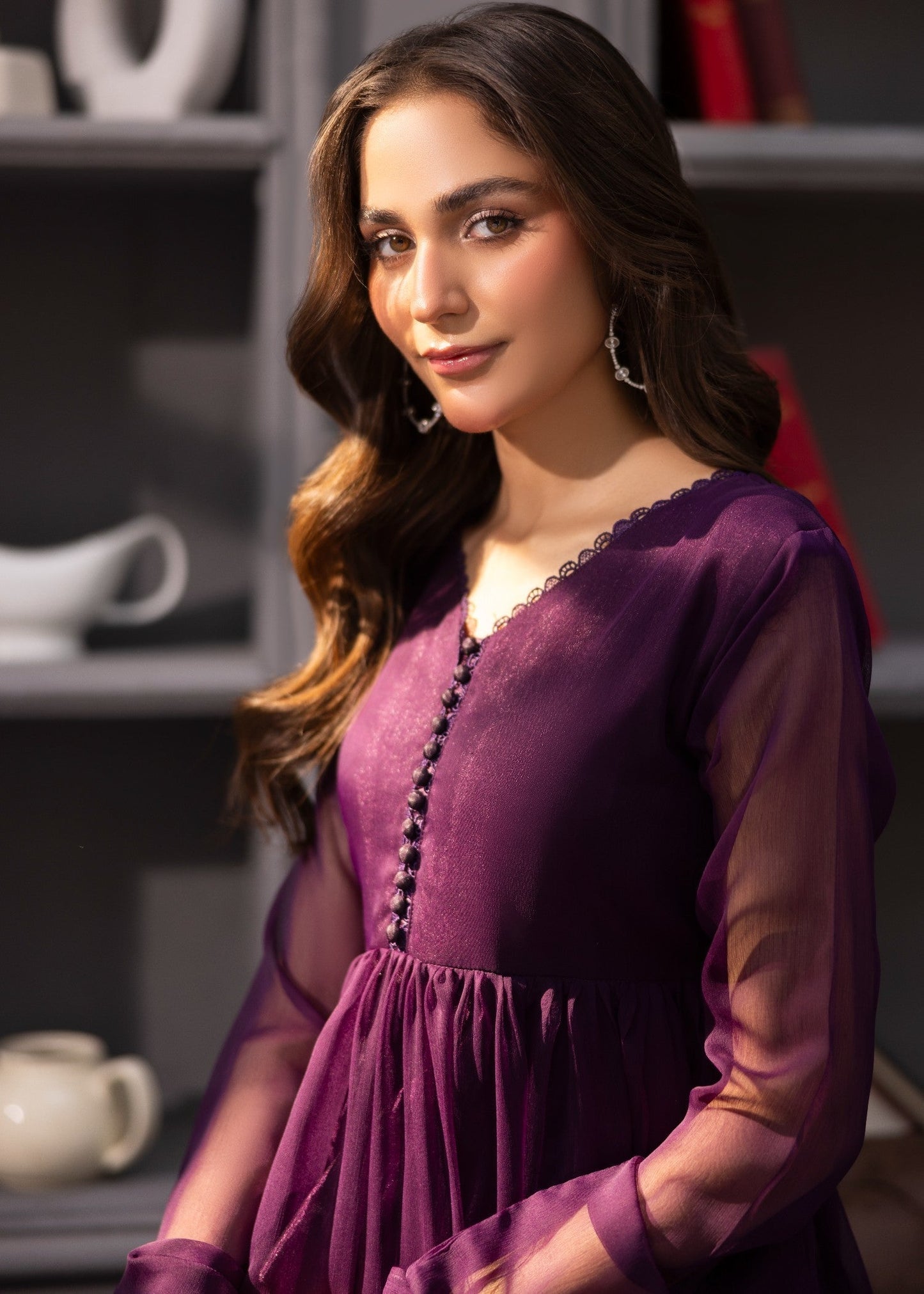 Buy Purple Flared Maxi Kurta Set for Women Online in KSA Riyadh Saudi Arabia Oman Bahrain Qatar
