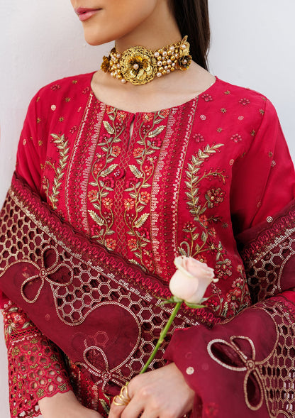 Buy Red Embroidered Organza Pakistani Suit Online in Dubai DXB UAE Abudhabi Meena Bazaar