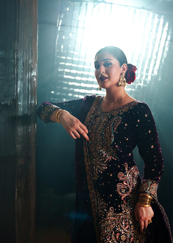 Buy Royal Purple Velvet Kurta Pajama Set Online in Dubai DXB UAE Abudhabi Meena Bazaar
