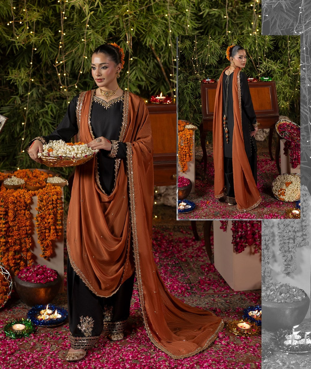 Buy Rust Silk Salwar Kameez Online in Dubai DXB UAE Abudhabi Meena Bazaar