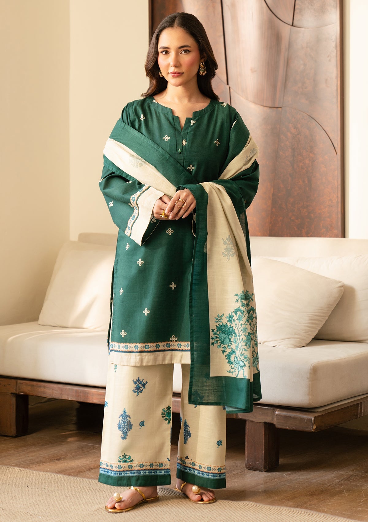 Buy Sea Green Khaddar Pakistani Suit with Dupatta Online in Sri Lanka India Australia