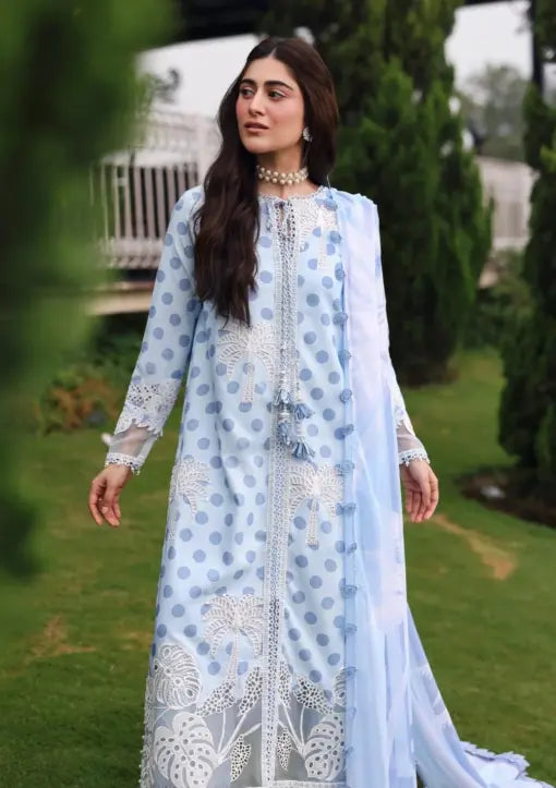 Buy Sky Blue Lawn Salwar Kameez Online in Dubai UAE Abudhabi Ajman Sharjah