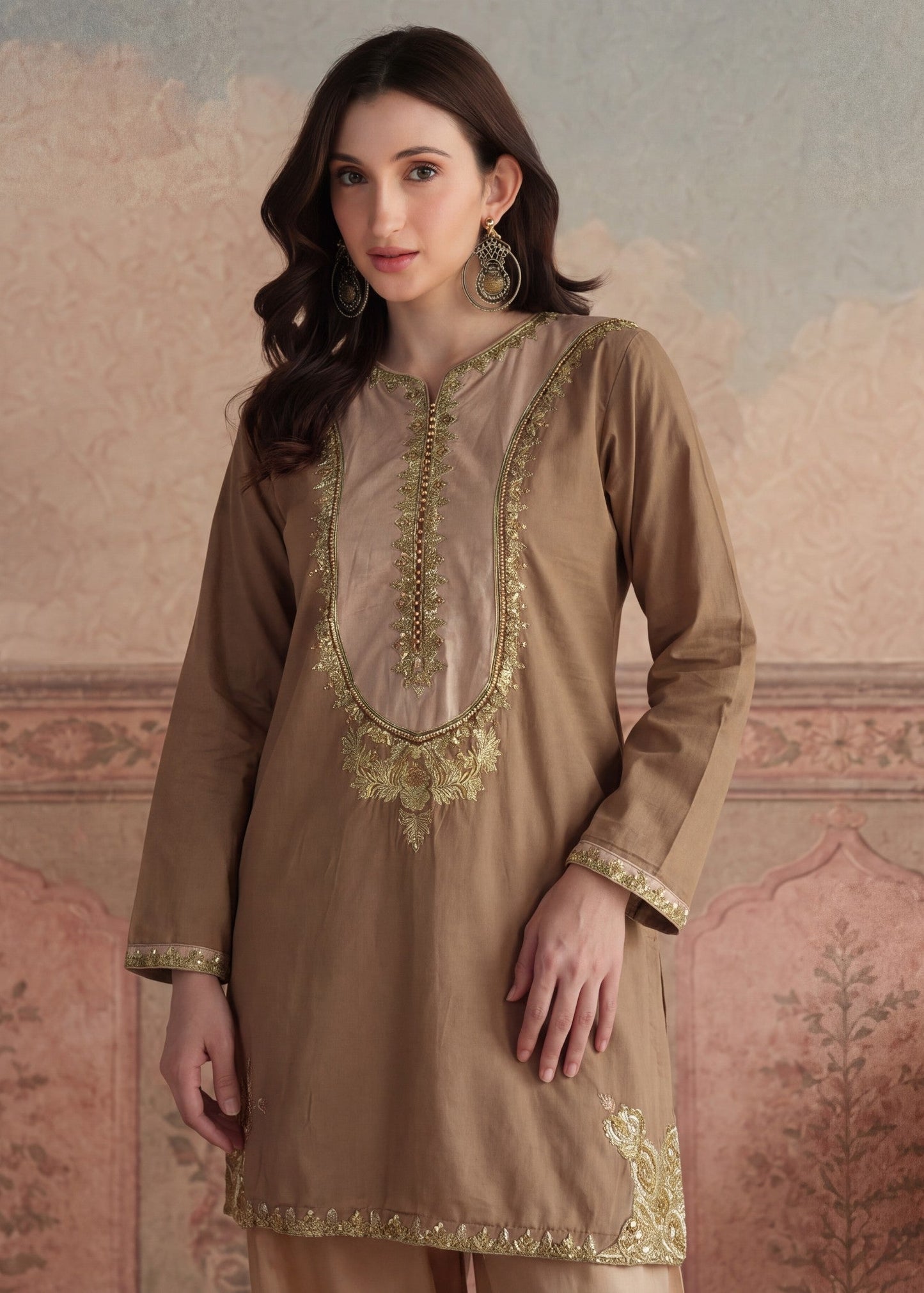 Camel Brown Lawn Suit for Women Online in Sri Lanka India Australia