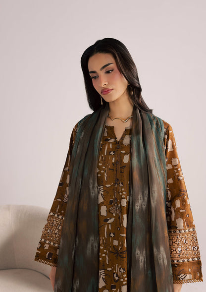 Caramel Brown 3 Piece Lawn Suit Online in Dubai UAE Abudhabi Ajman Sharjah