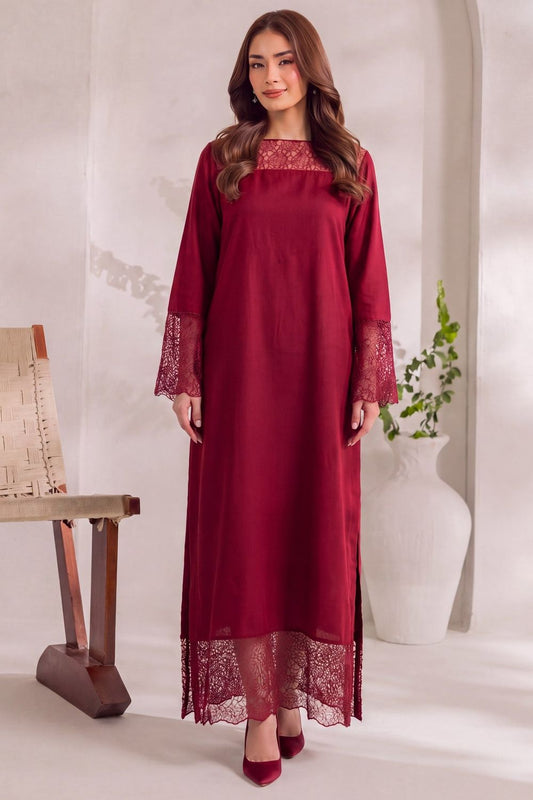 Cardinal Red Embroidered Khaddar Kaftan Online in Dubai UAE Abudhabi Ajman Sharjah
