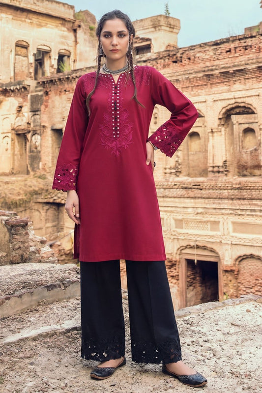 Cardinal Red Embroidered Lawn Kurta Set Online in Dubai UAE Abudhabi Ajman Sharjah