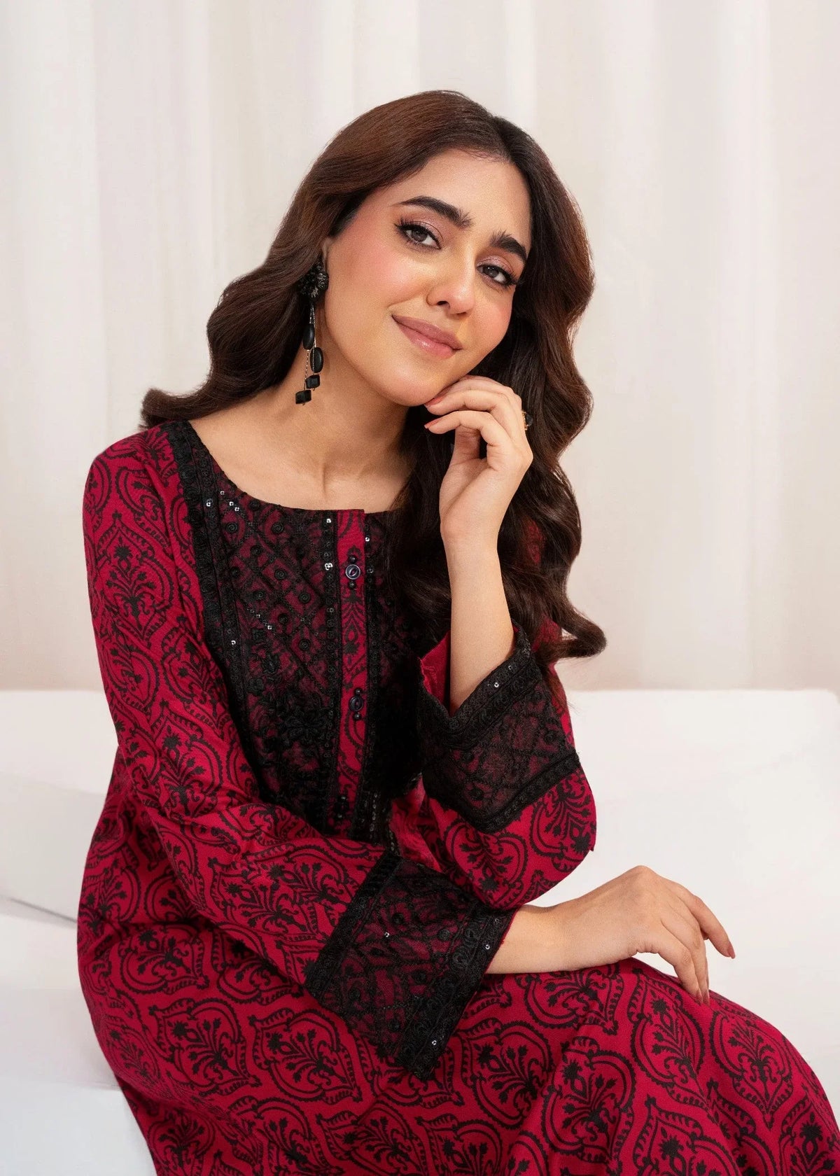 Cardinal Red Khaddar Kaftan Salwar Kameez Online in Sri Lanka India Australia