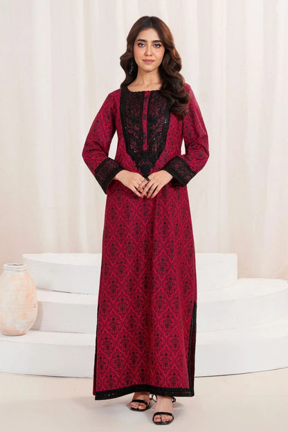 Cardinal Red Patchwork Khaddar Kaftan Online in Dubai UAE Abudhabi Ajman Sharjah