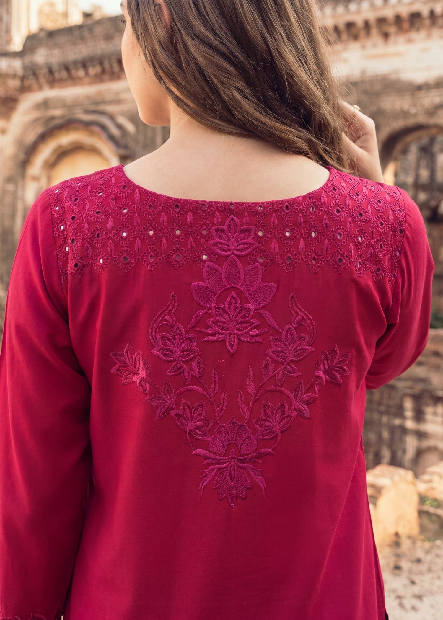 Cardinal Red Stitched Lawn Suit Online in Dubai DXB UAE Abudhabi Meena Bazaar