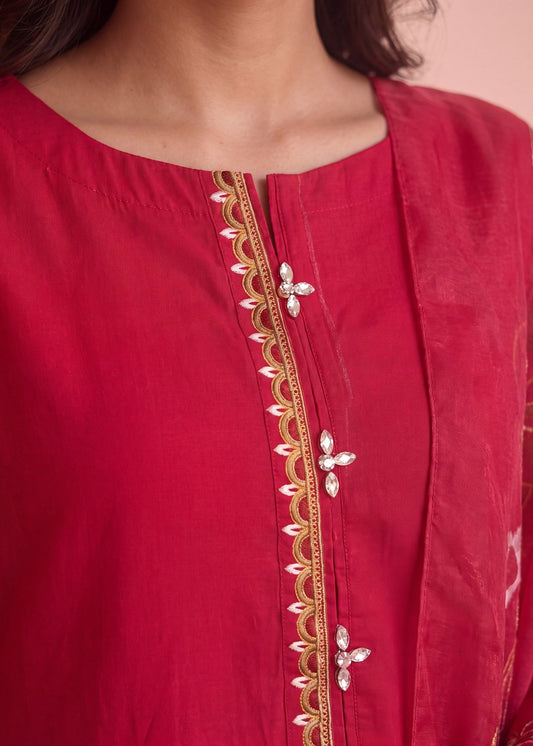 Cerise Embroidered Lawn Dress Material Online in Sri Lanka India Australia