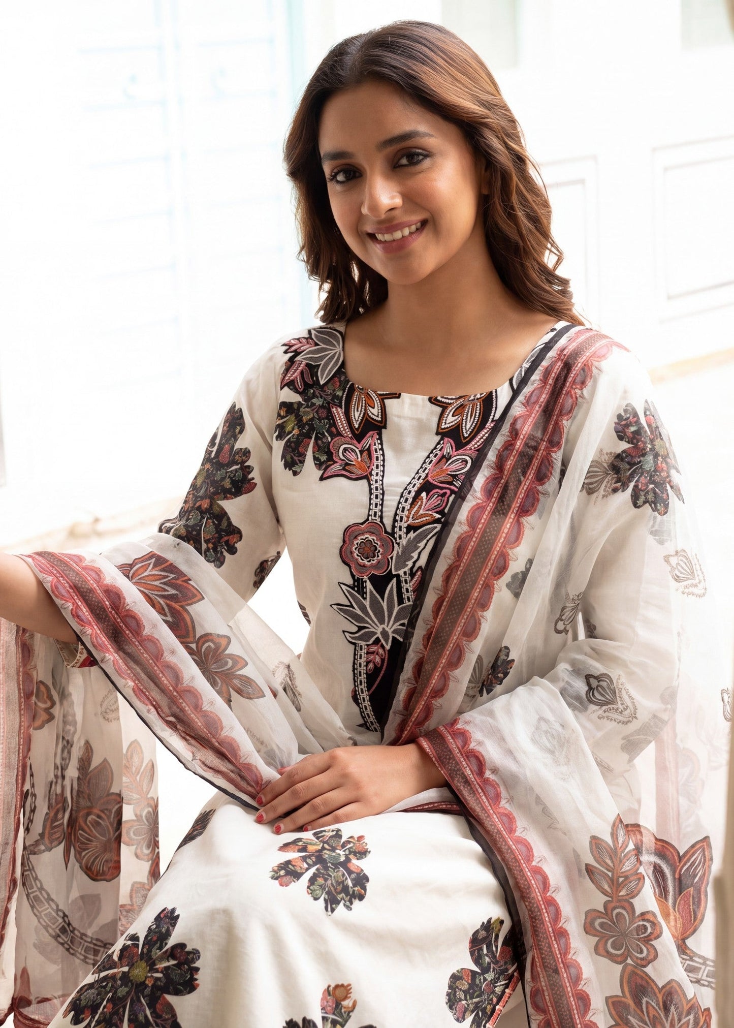 Chalk Lawn Embroidered Suit Online in Sri Lanka India Australia