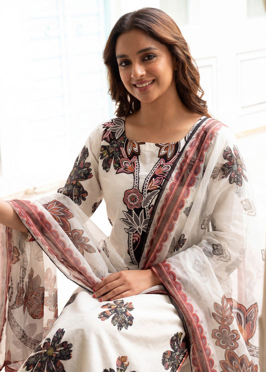 Chalk Lawn Embroidered Suit Online in Sri Lanka India Australia