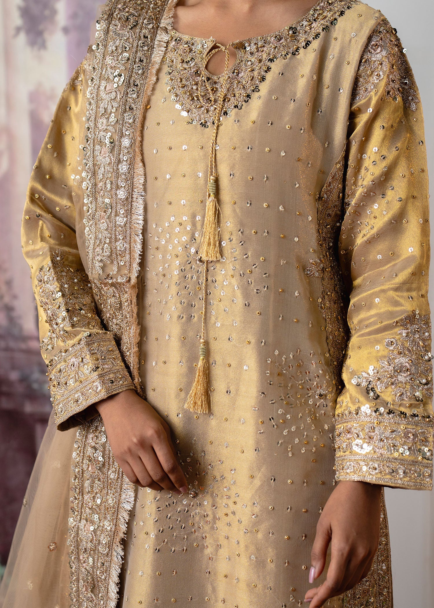 Champagne Beige Viscose Pakistani Dress Online in Dubai UAE Abudhabi Ajman Sharjah