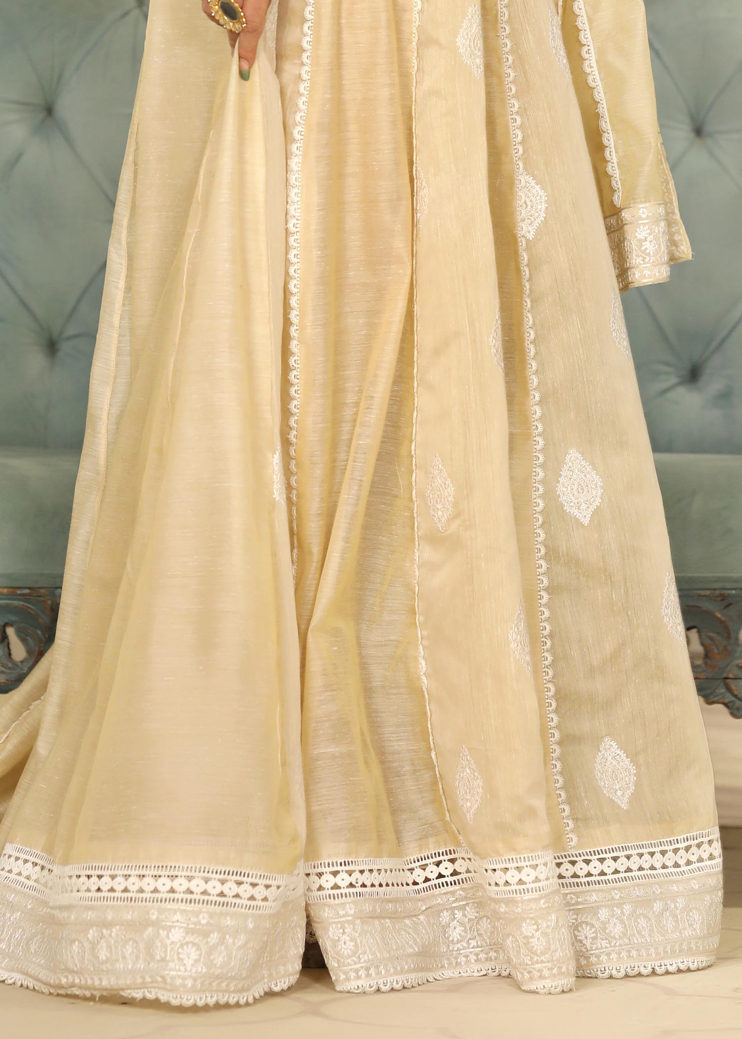 Champagne Cotton Embroidered Festive Wear Suit Online in Sri Lanka India Australia