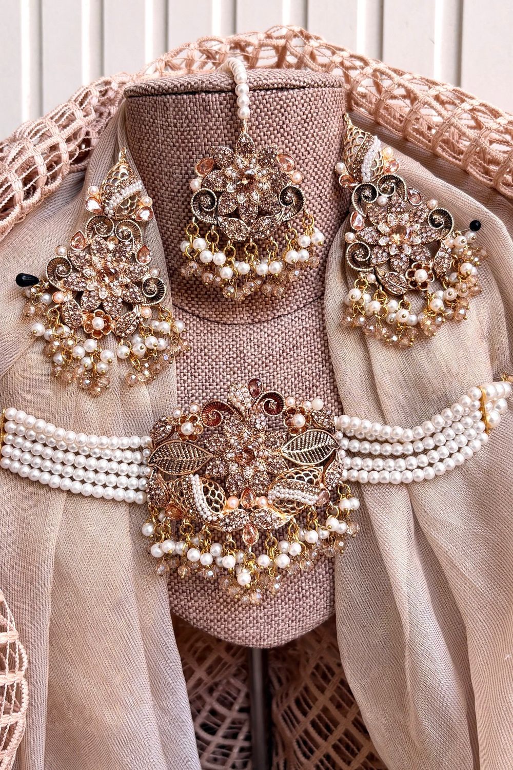 Champagne Embellished Choker Set Online in Dubai UAE Abudhabi Ajman Sharjah