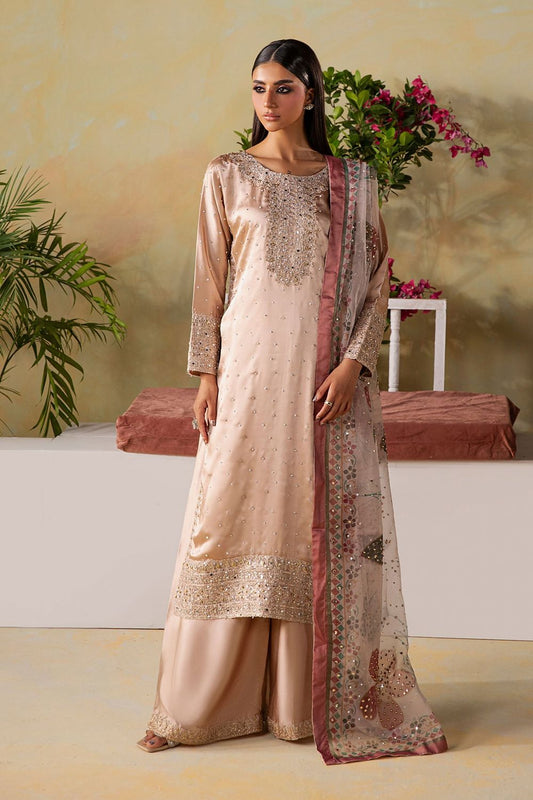 Champagne Embroidered Charmuse Straight Kurta Suit Online in Dubai UAE Abudhabi Ajman Sharjah