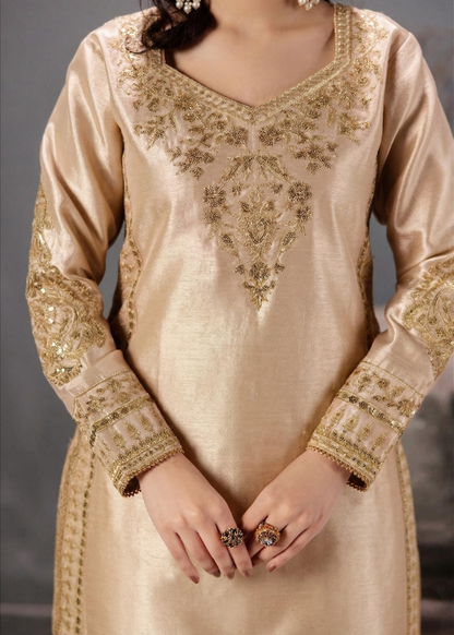 Champagne Embroidered Festive Suit Online in Sri Lanka India Australia