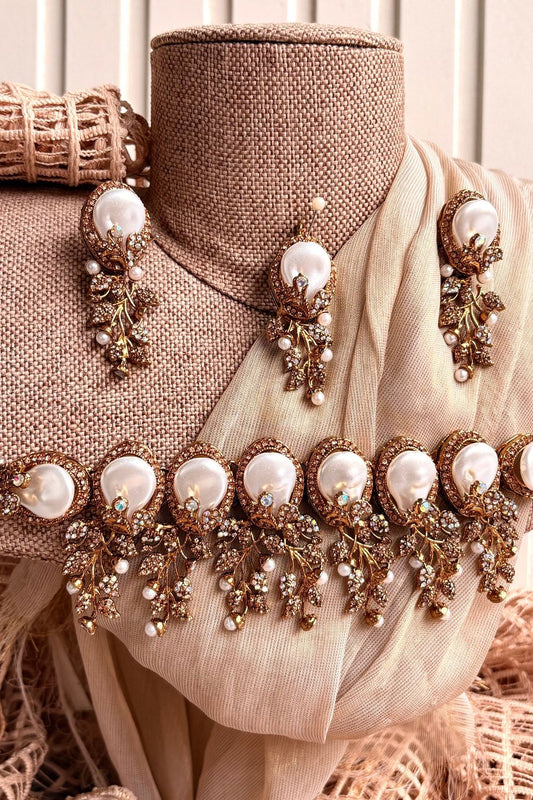 Champagne Gold Plated Choker Necklace Online in Dubai UAE Abudhabi Ajman Sharjah