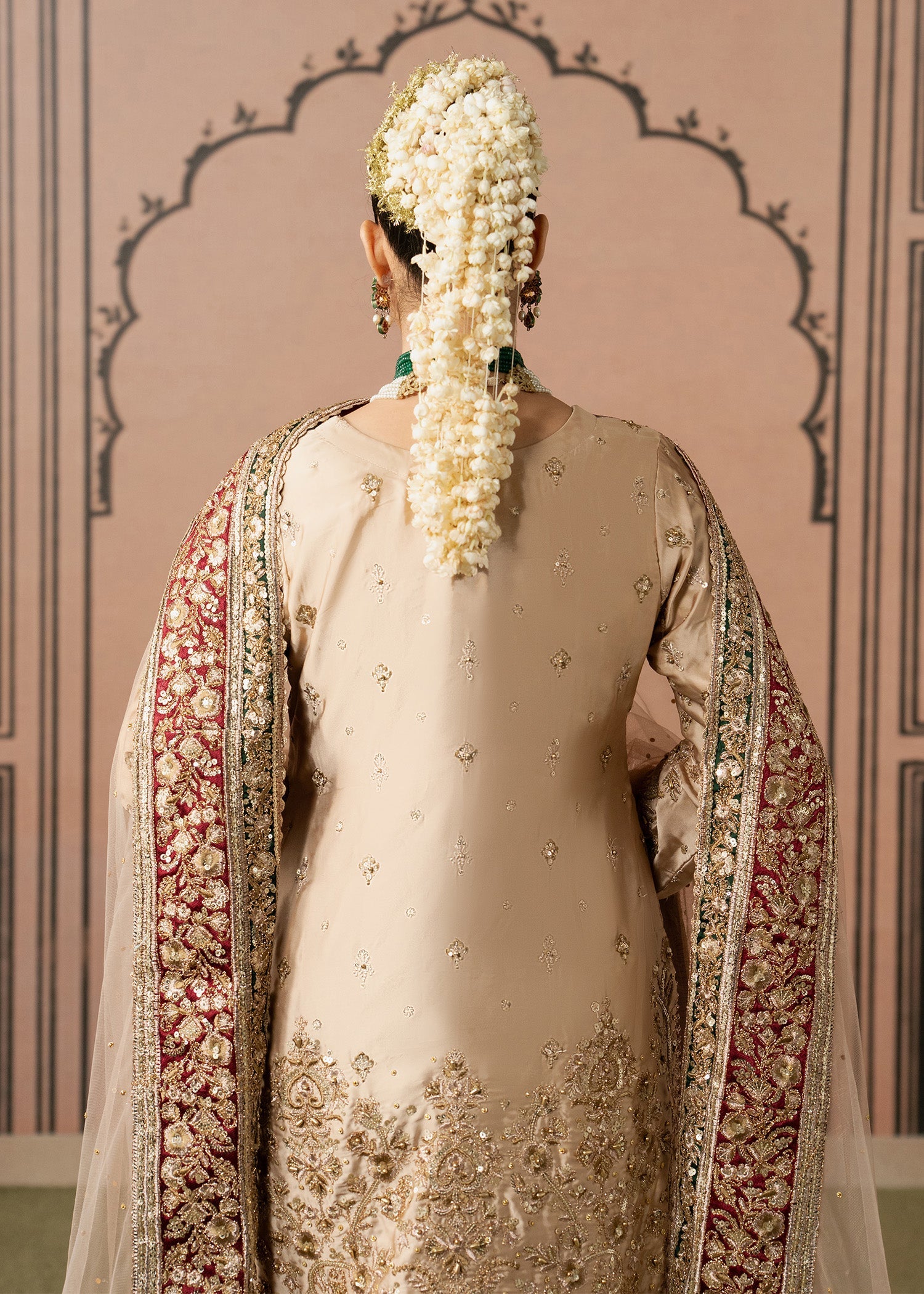Champagne Organza Gharara with Dupatta Online in Dubai DXB UAE Abudhabi Meena Bazaar