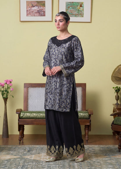 Charcoal Black Embroidered Lawn Daily Wear Suit Online in Dubai UAE Abudhabi Ajman Sharjah