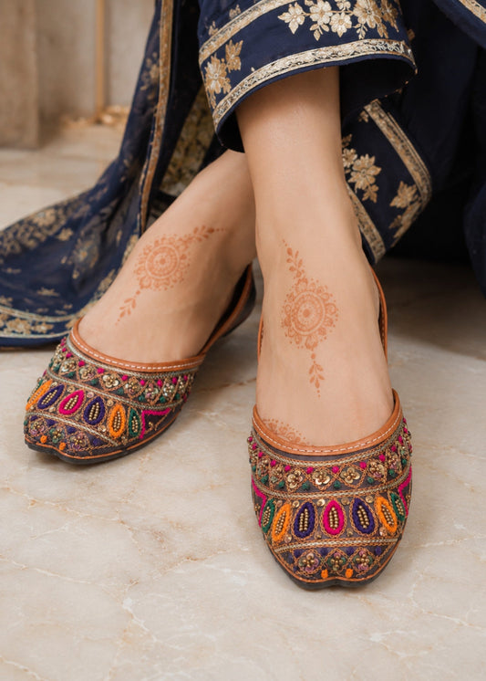 Charcoal Grey Punjabi Khussa with Soft Lining Online in Dubai DXB UAE Abudhabi Meena Bazaar
