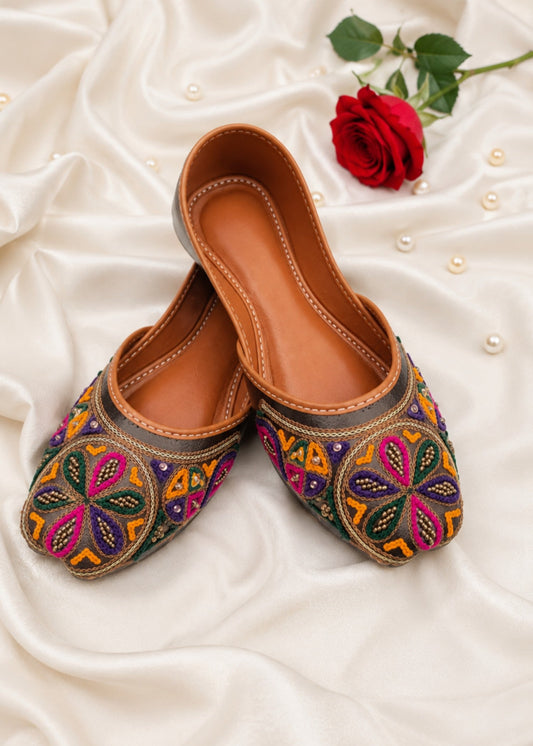 Charcoal Grey Rexine Khussa for Weddings Online in Dubai DXB UAE Abudhabi Meena Bazaar