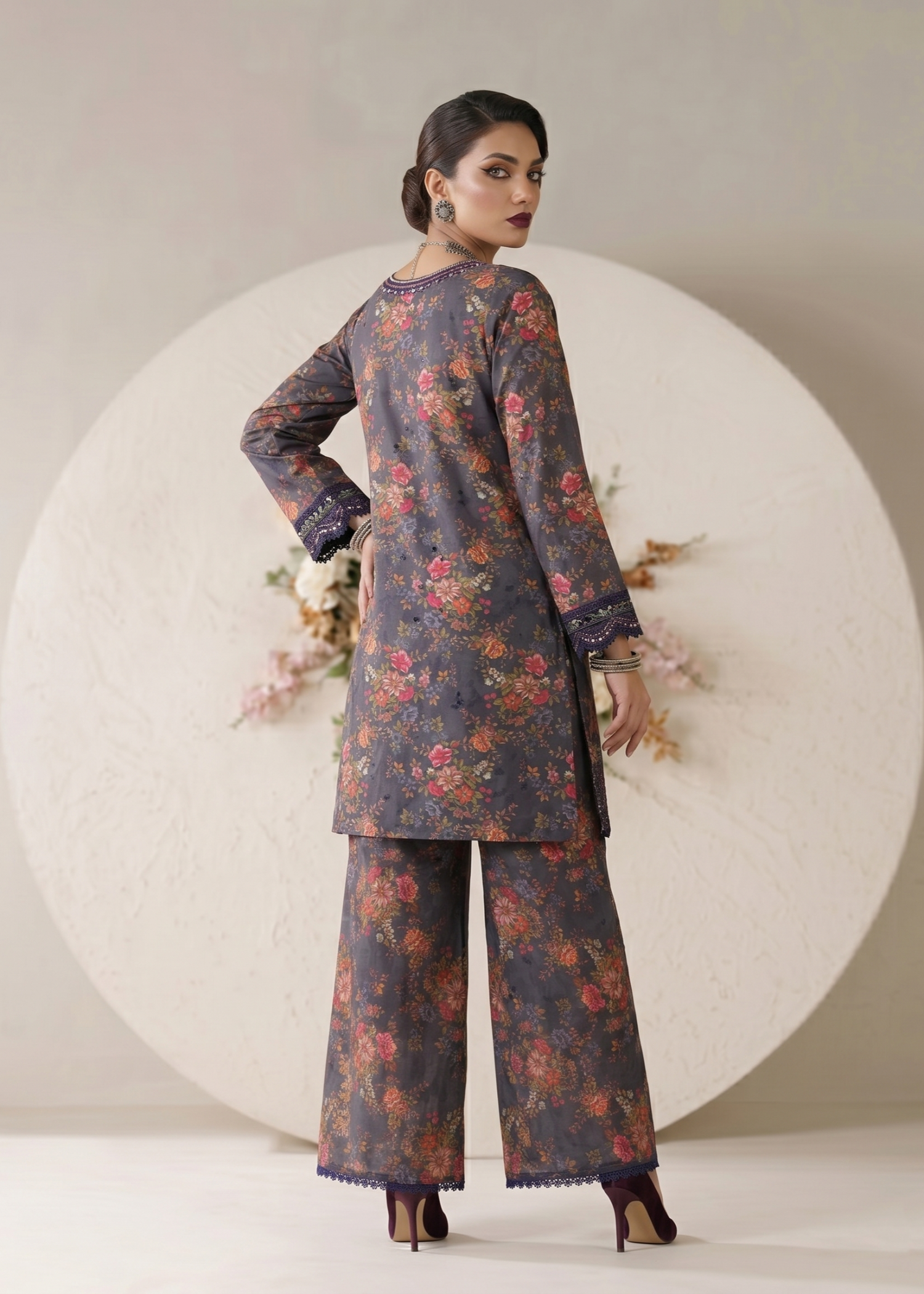 Charcoal Lawn Embroidered Pakistani Suit Online in Sri Lanka India Australia
