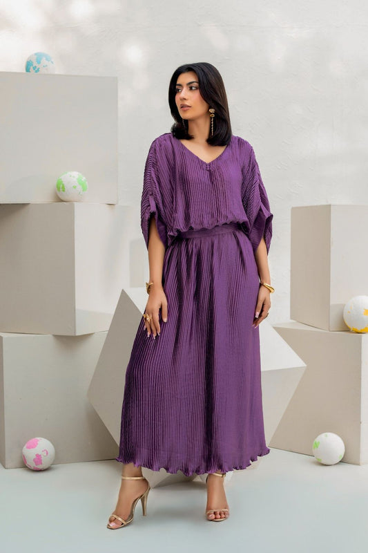 Purple Embellished Silk Charmeuse Kaftan Online in Dubai UAE Abudhabi Ajman Sharjah