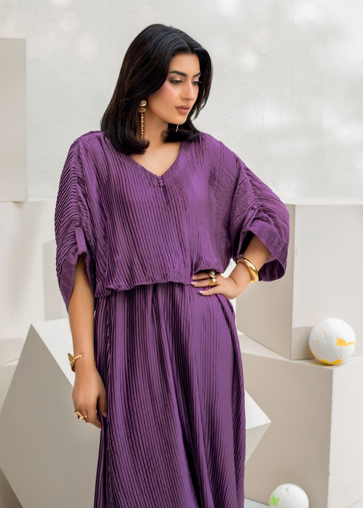 Purple Shamooz Silk Kaftan Festive Wear Online in UK USA Canada