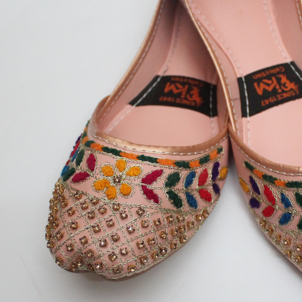 Cherry Blossom Pink Silk Khussa for Women Online in UK USA Canada