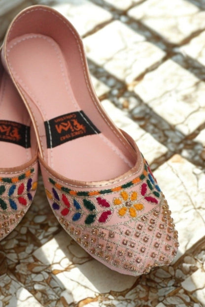 Cherry Blossom Pink Silk Khussa Online in Dubai UAE Abudhabi Ajman Sharjah