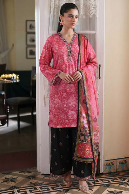 Cherry Red Embroidered Lawn Salwar Kameez Online in Dubai UAE Abudhabi Ajman Sharjah