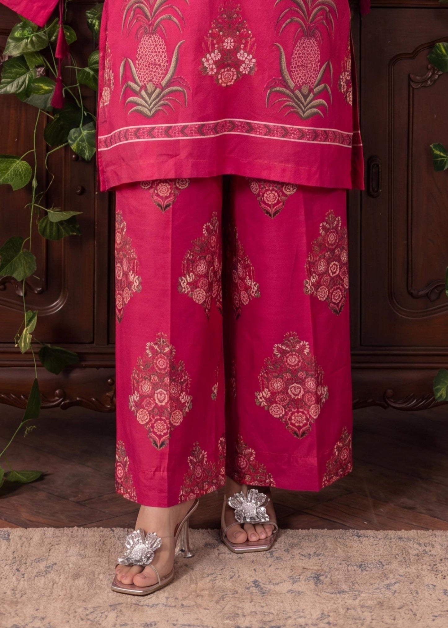 Cherry Red Embroidered Lawn Two Piece Suit Online in Dubai DXB UAE Abudhabi Meena Bazaar