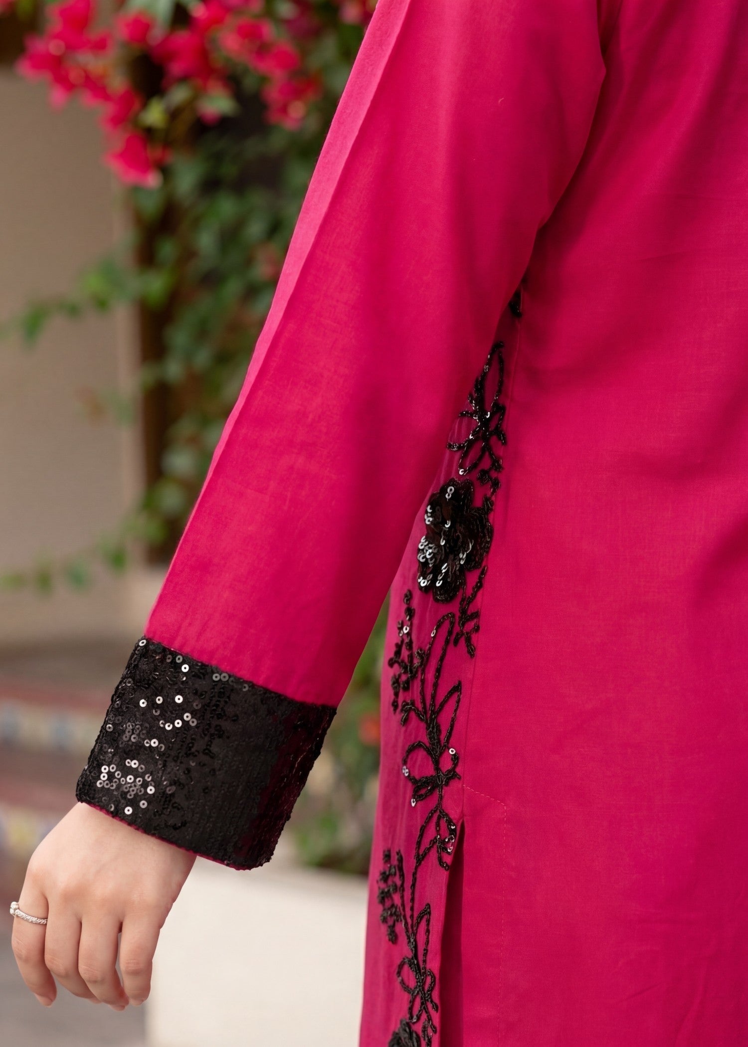 Cherry Red Lawn Kurta with Flapper Bottom Online in Dubai DXB UAE Abudhabi Meena Bazaar