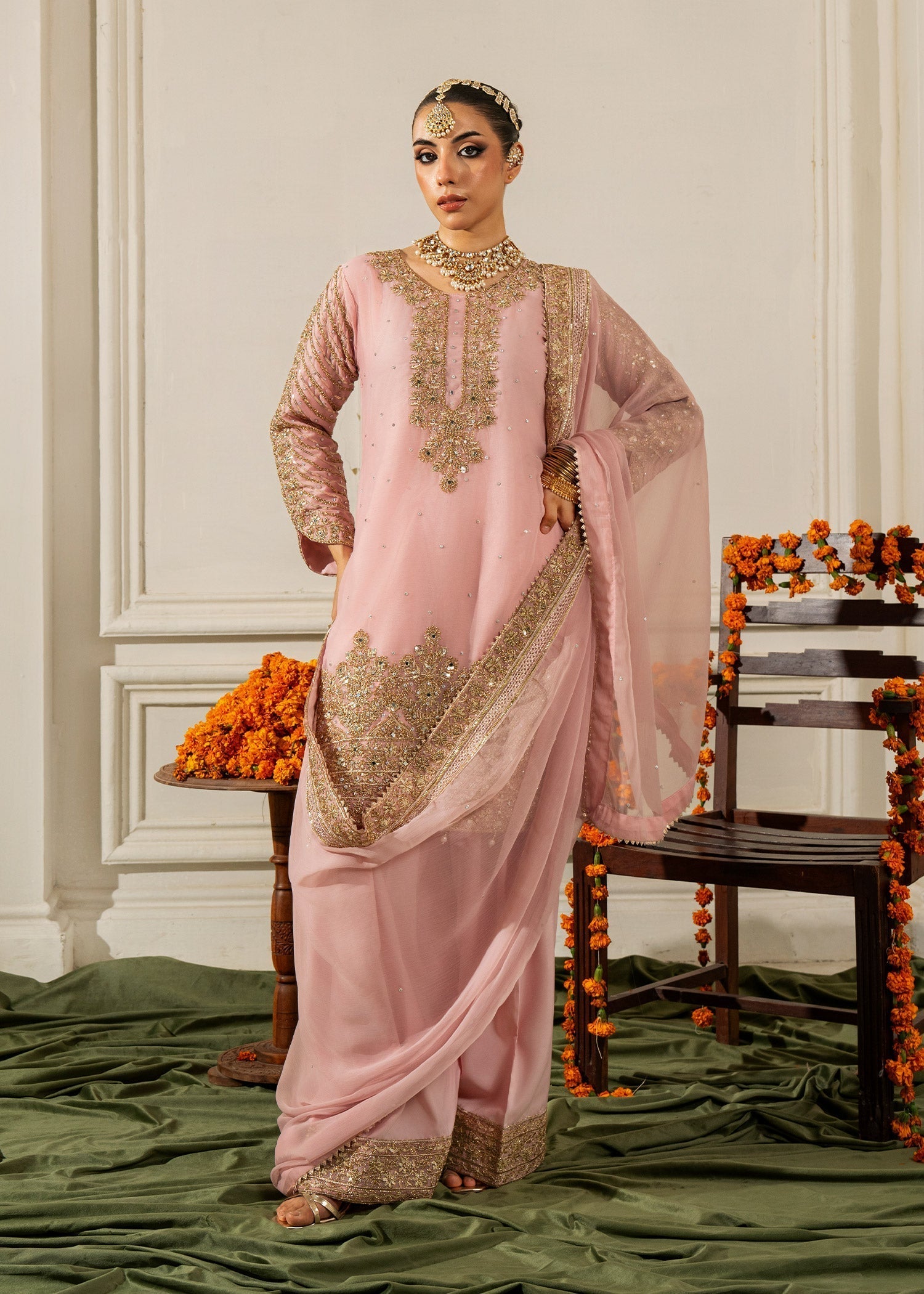 Chiffon Blush Pink Pakistani Suit Online in Sri Lanka India Australia