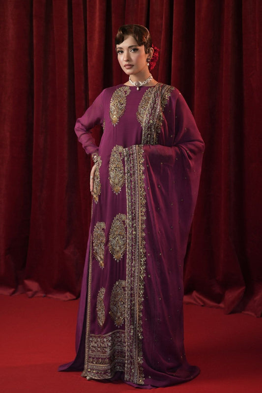 Purple Embroidered Georgette Chiffon Sharara Set Online in Dubai UAE Abudhabi Ajman Sharjah