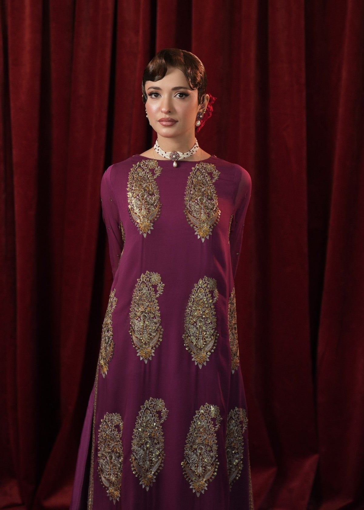 Purple Georgette Chiffon Festive Wear Salwar Kameez Online in Sri Lanka India Australia